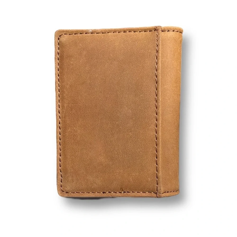 Justin Genuine Embroidered Leather RFID Brown Bifold Wallet Western‎ Trim Cowboy